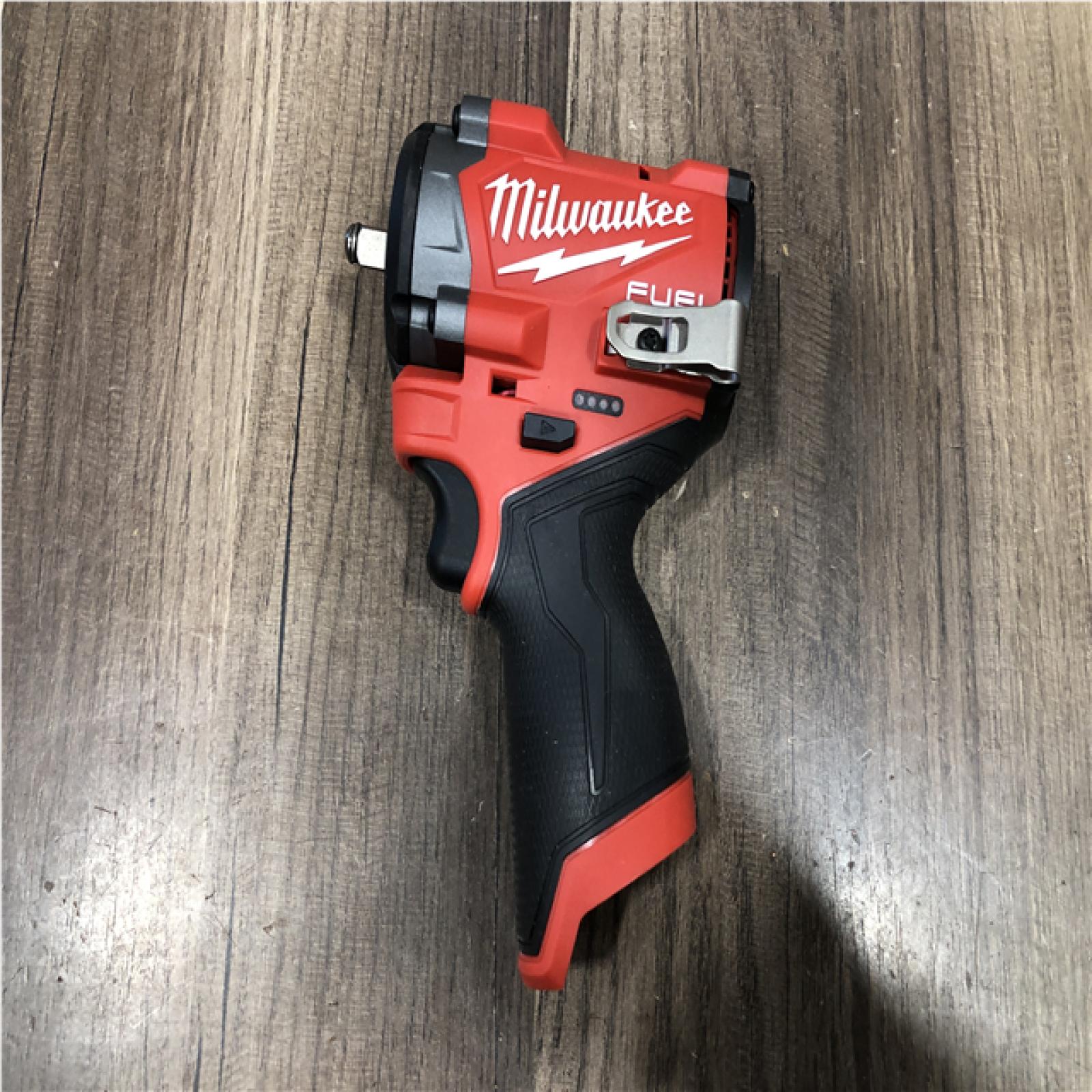 AS-IS Milwaukee FUEL 12V Lithium-Ion Brushless Cordless Stubby 3/8 in. Impact Wrench (Tool-Only)