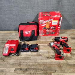 HOUSTON LOCATION - AS-IS Milwaukee 18V Cordless Brushed 2-Tool Drill/Driver and Impact Driver Kit