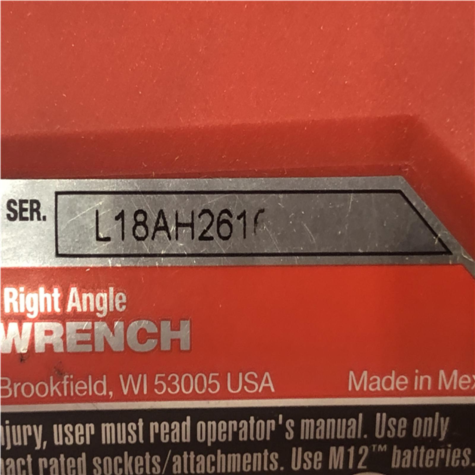 AS-IS Milwaukee FUEL 12V Lithium-Ion Brushless Cordless 3/8 in. Right Angle Impact Wrench (Tool-Only)