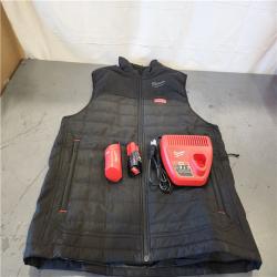 AS-IS- Milwaukee Men's Large M12 12-Volt Lithium-Ion Cordless Axis Black Heated Vest Kit
