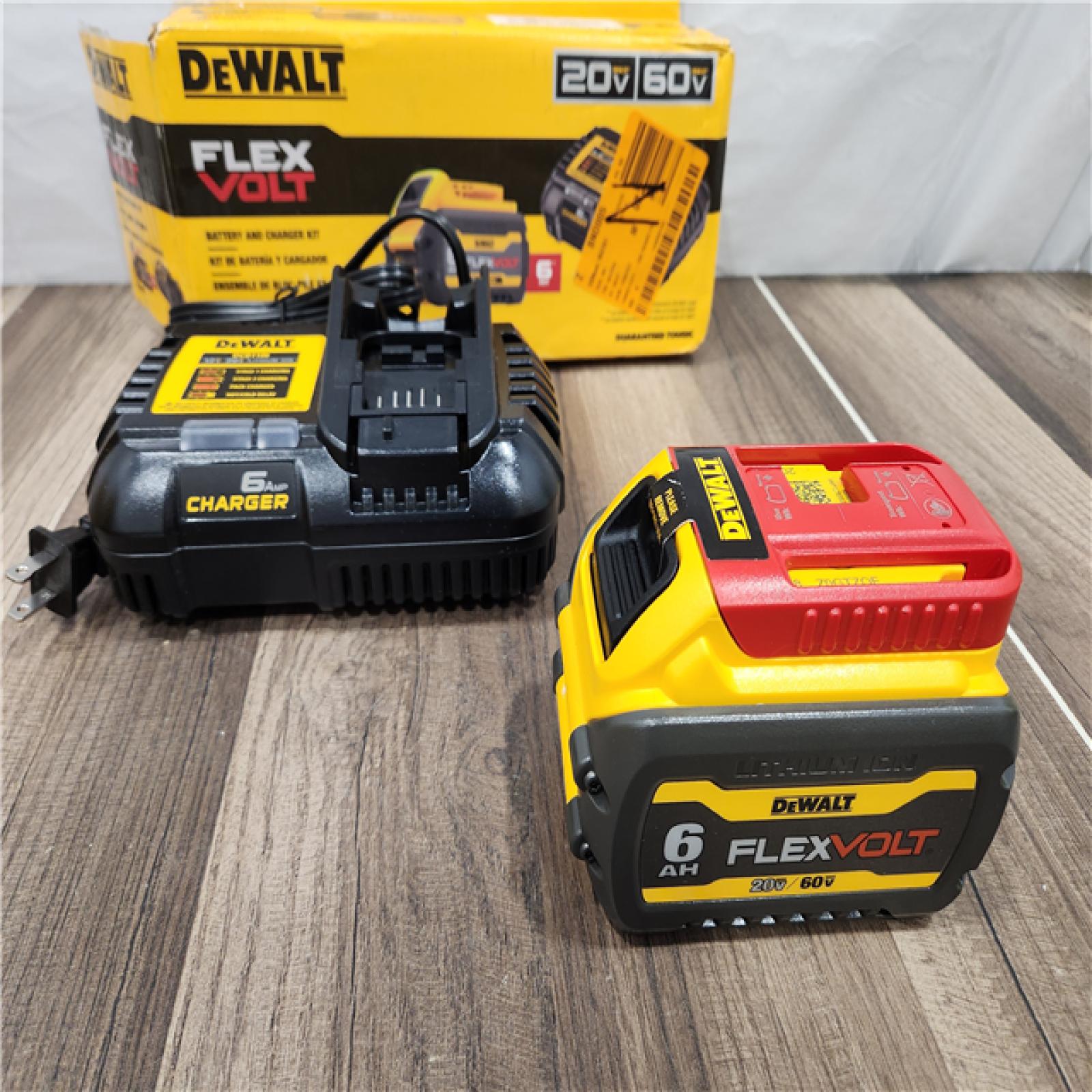 AS-IS  DEWALT FLEXVOLT 20V/60V MAX Lithium-Ion 6.0Ah Battery Pack with 6 Amp Output Charger