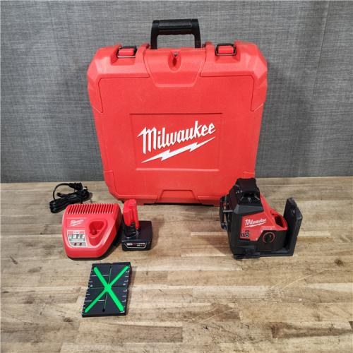 HOUSTON LOCATION - AS-IS Milwaukee 12-Volt Lithium-Ion Cordless Green 250 ft. 3-Plane Laser Level Kit