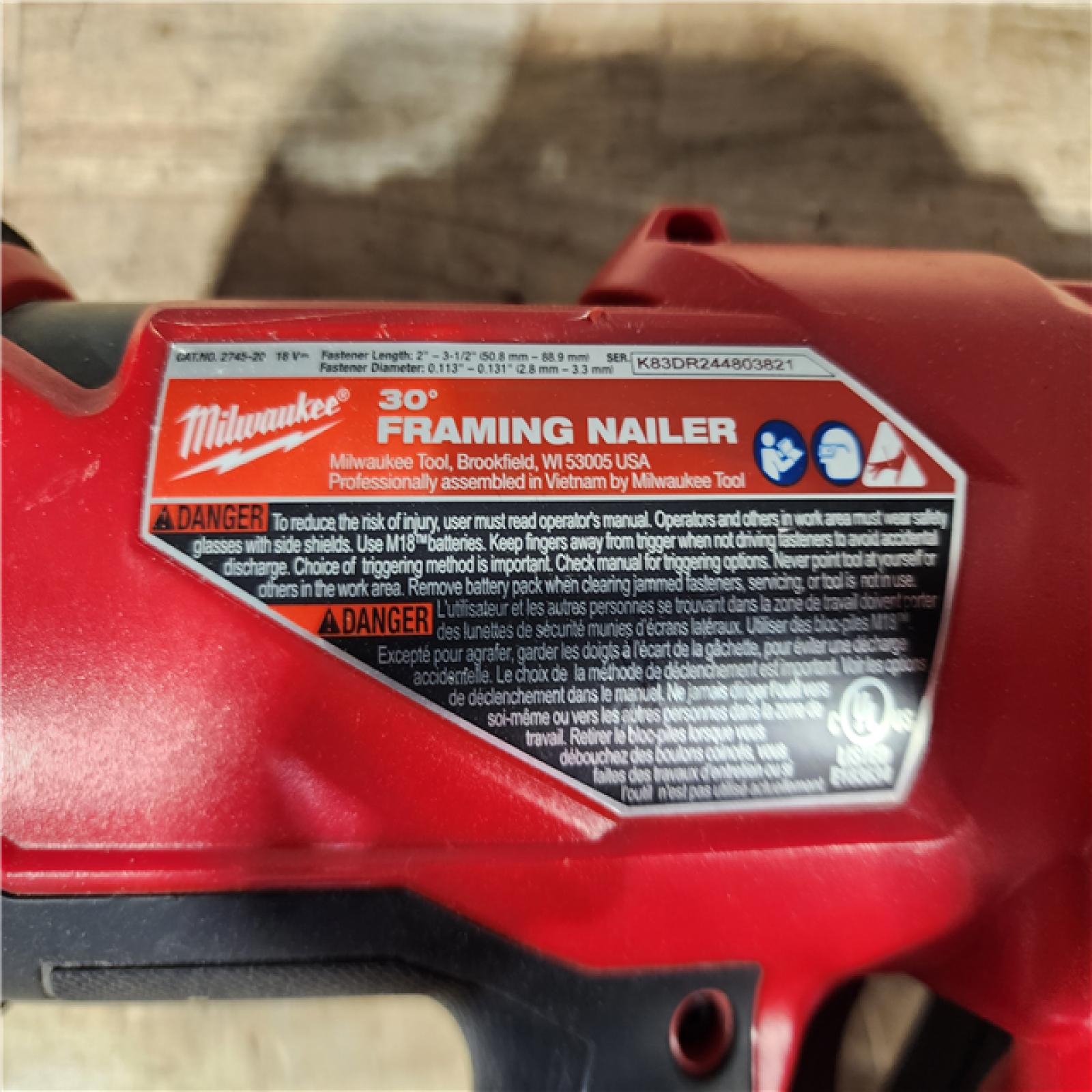HOUSTON LOCATION - AS - IS Milwaukee FUEL 3-1/2 in. 18-Volt 30-Degree Lithium-Ion Brushless Cordless Framing Nailer (Tool-Only)