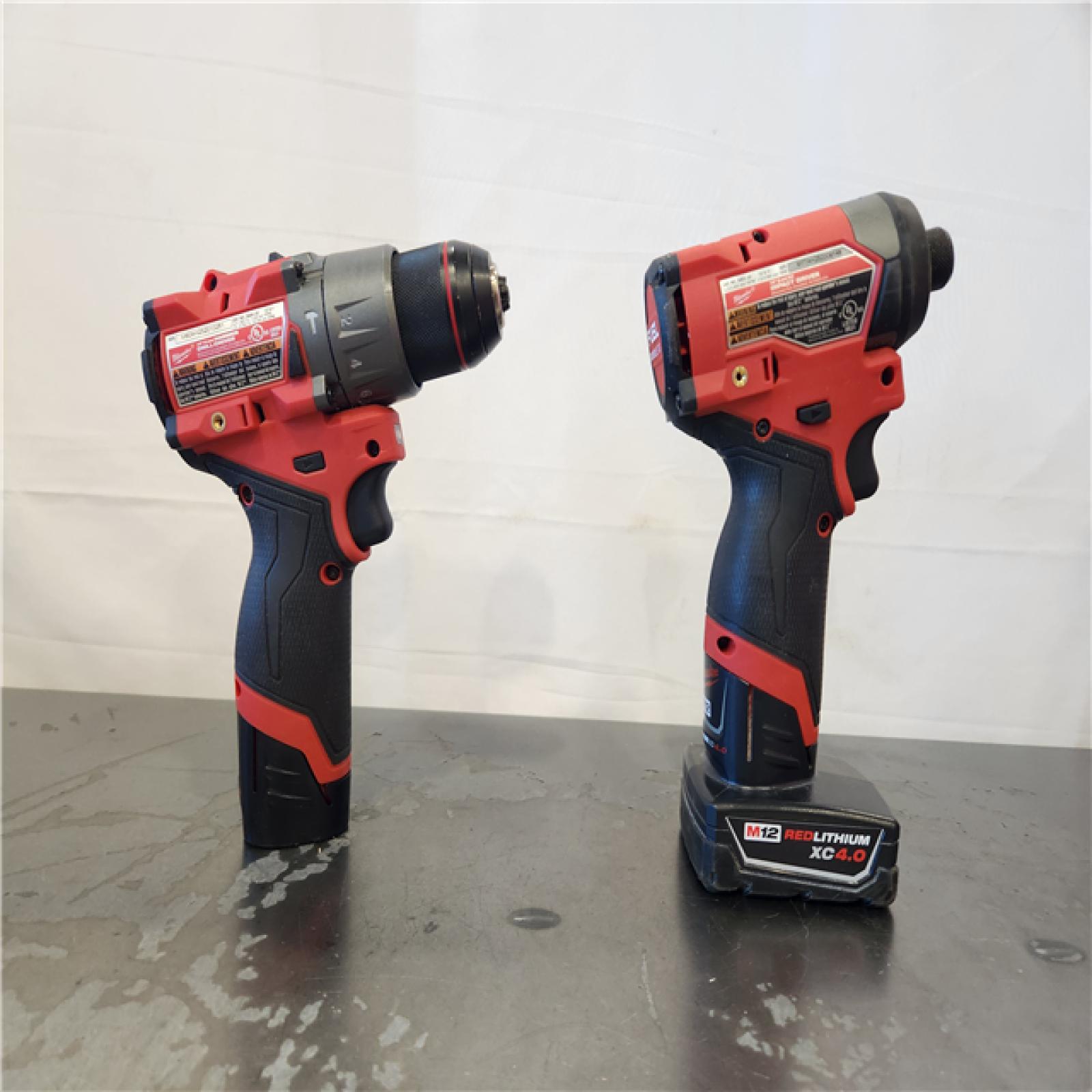AS-IS- Milwaukee M12 FUEL Cordless 2-Tool Combo Kit: 1/2Hammer Drill  1/4Hex Impact Driver