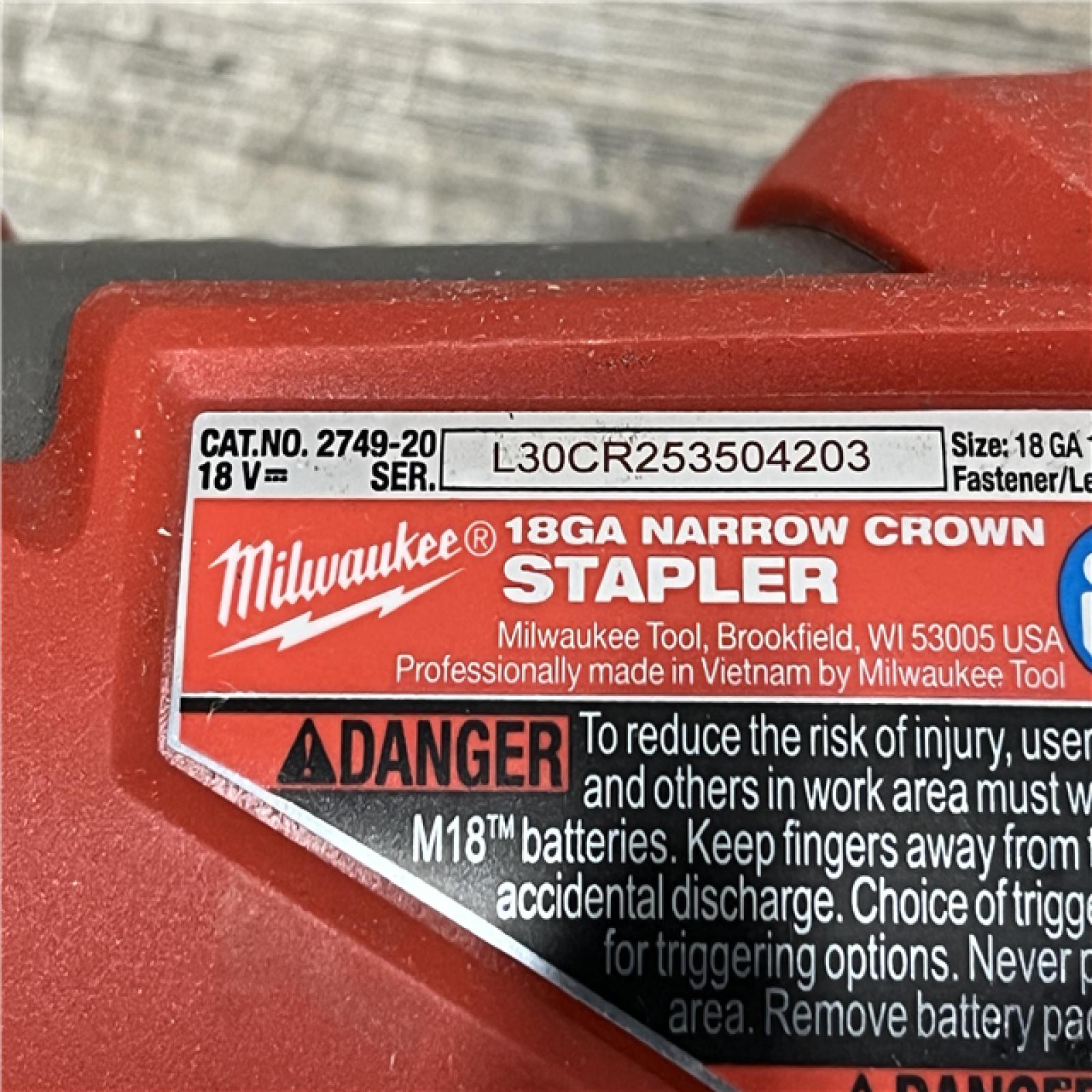 AS-IS Milwaukee FUEL 18-Volt Lithium-Ion Brushless Cordless 18-Gauge 1/4 in. Narrow Crown Stapler (Tool-Only)