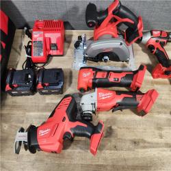 HOUSTON LOCATION - AS-IS Milwaukee M18 18-Volt Lithium-Ion Cordless Combo Kit 7-Tool with 2-Batteries, Charger and Tool Bag