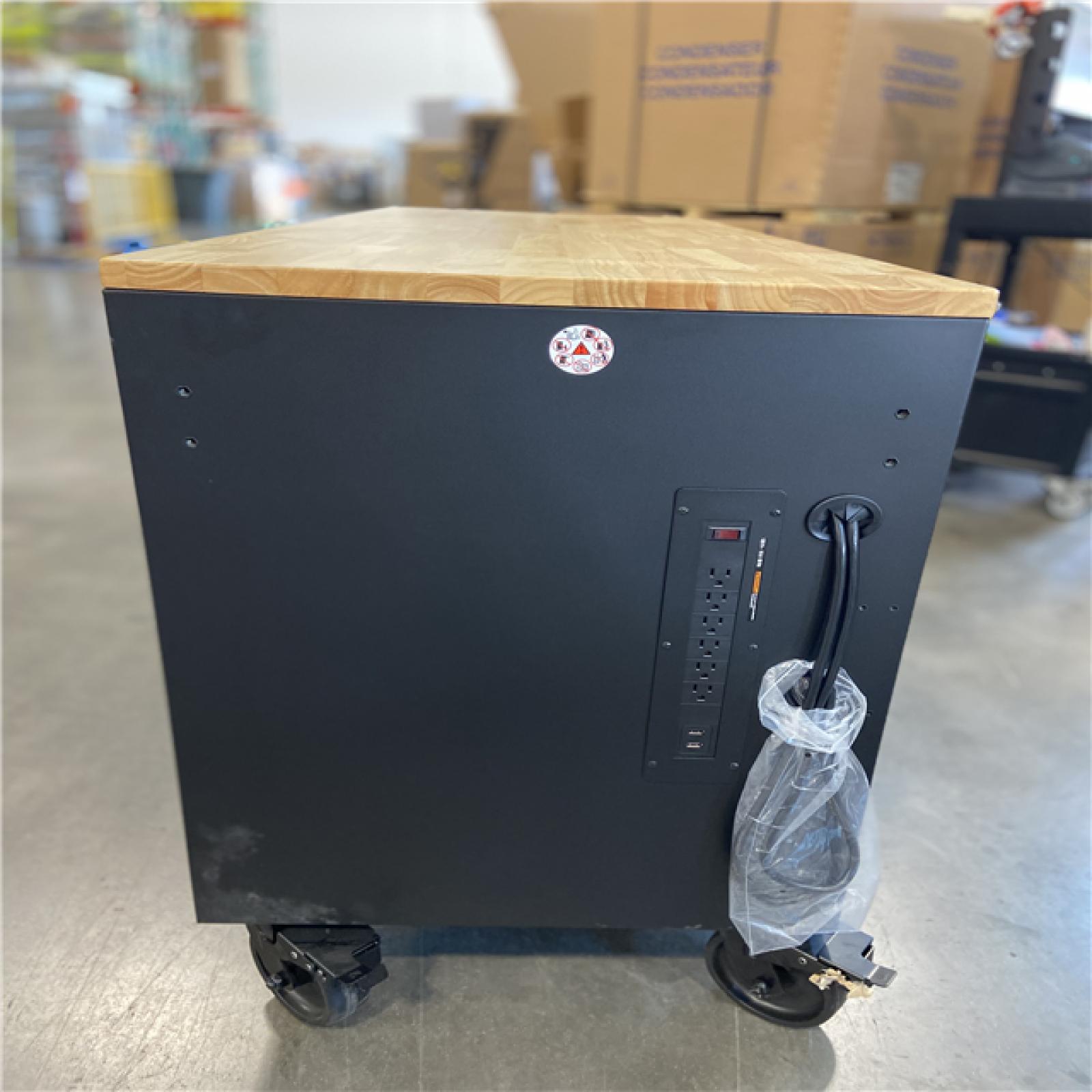 DALLAS LOCATION - Husky 61 in. W x 23 in. D Heavy Duty 15-Drawer Mobile Workbench Tool Chest with Solid Wood Top in Matte Black