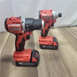 AS-IS Milwaukee M18 18V Lithium-Ion Brushless Cordless Compact Drill/Impact Combo Kit (2-Tool) W/(2) 2.0 Ah Batteries, Charger & Bag