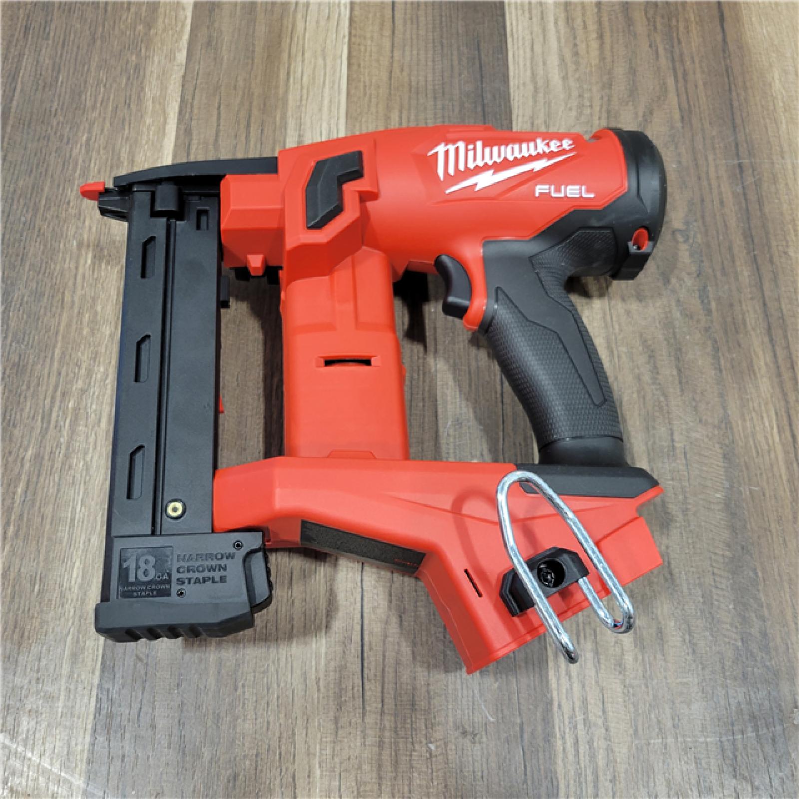 AS-IS  MILWAUKEE M18 FUEL 18-Volt Lithium-Ion Brushless Cordless 18-Gauge 1/4 in. Narrow Crown Stapler (Tool-Only)