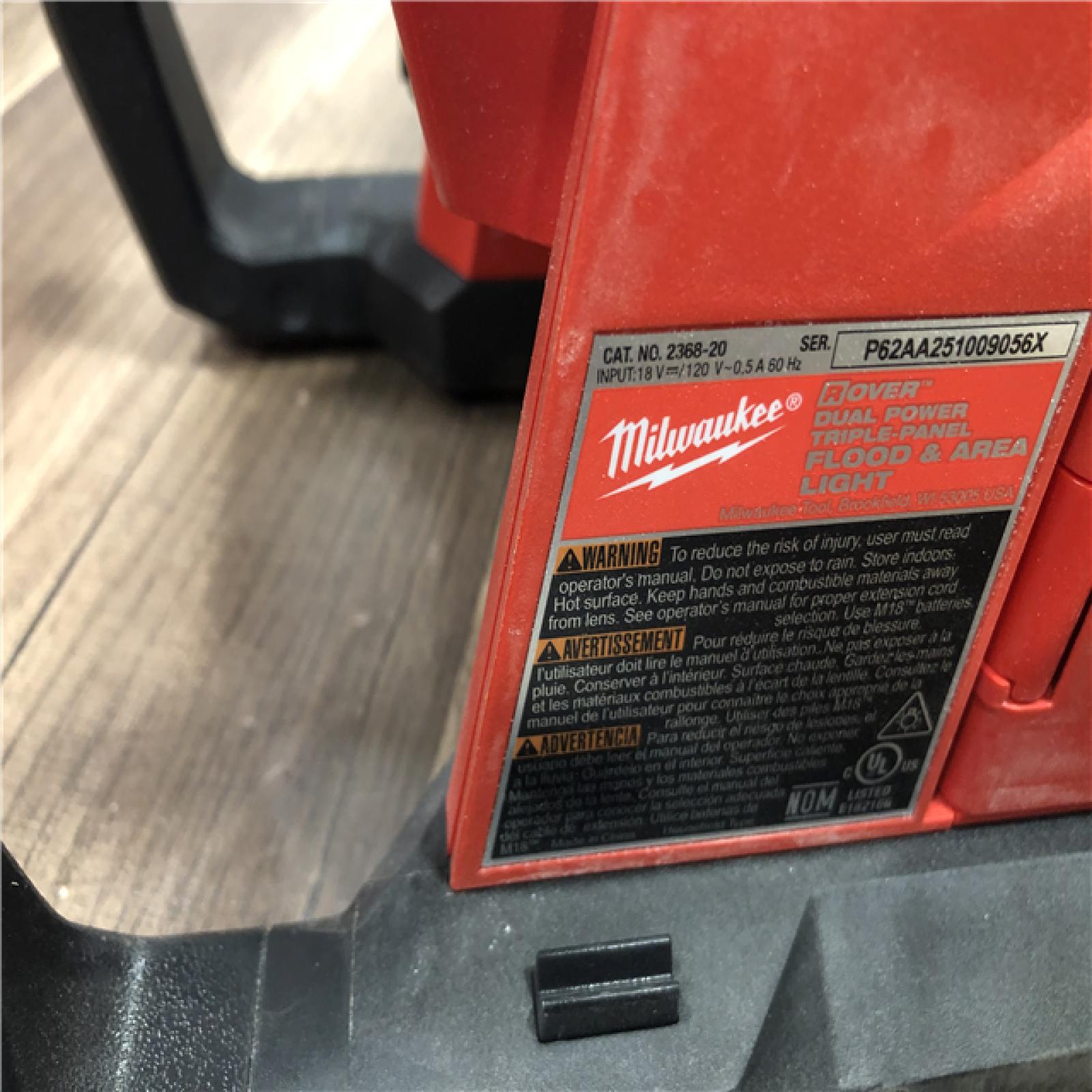 AS-IS Milwaukee 18-Volt Lithium-Ion Cordless 4500 Lumens ROVER Dual Power Triple-Panel Flood & Area Light (Tool-Only)