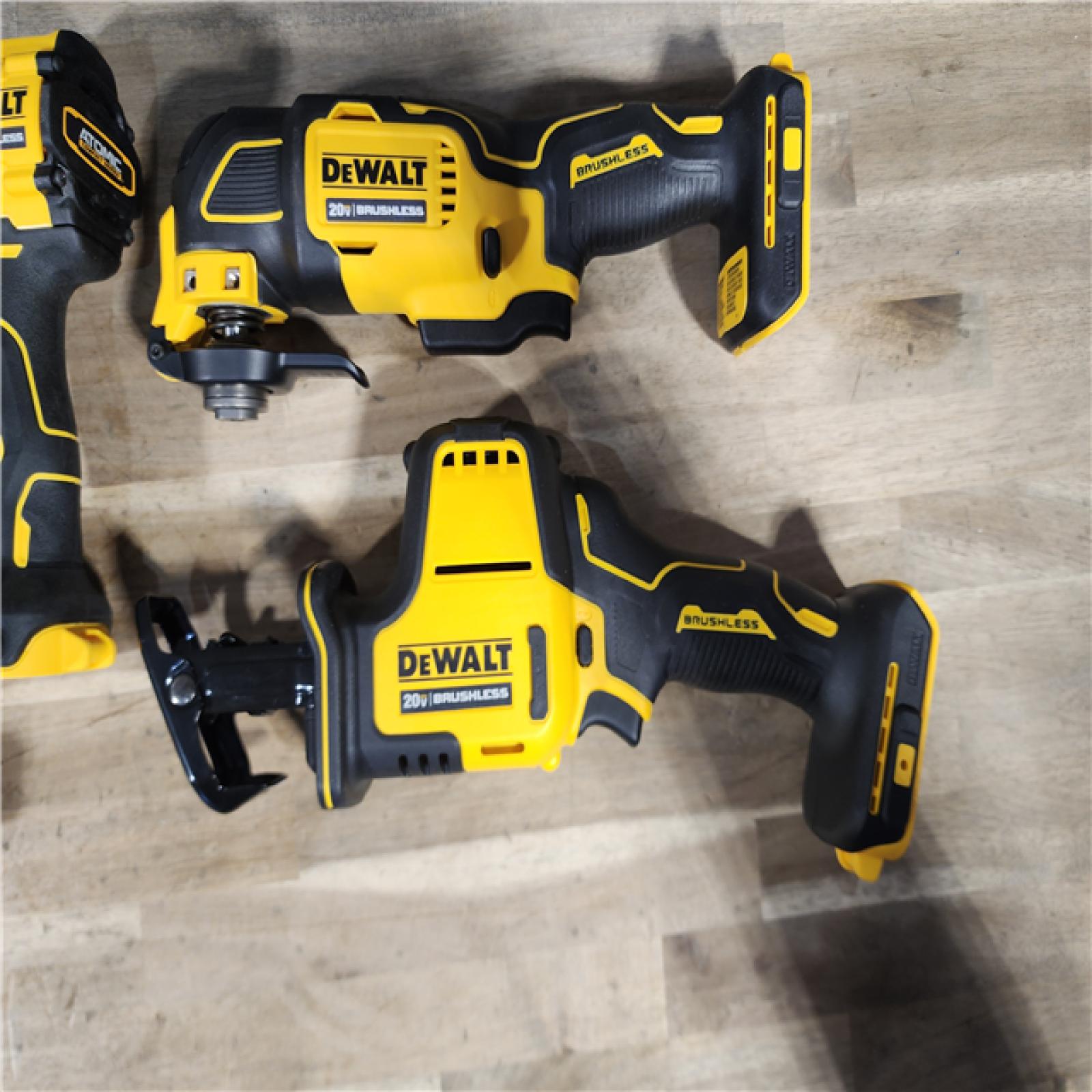 HOUSTON LOCATION - AS-IS (APPEARS LIKE NEW) DeWalt 20V MAX ATOMIC Cordless Brushless 4 Tool Combo Kit