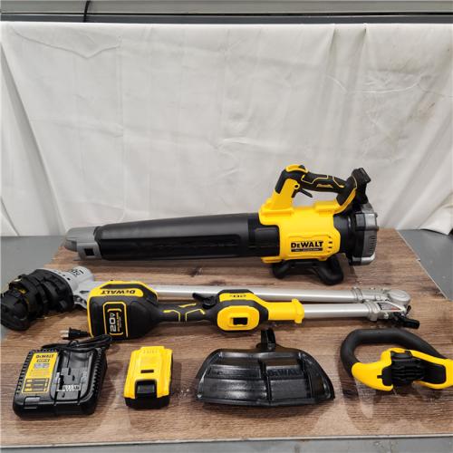 AS-IS DEWALT 20V MAX Cordless Battery Powered String Trimmer & Leaf Blower Combo Kit with (1) 4.0 Ah Battery and Charger