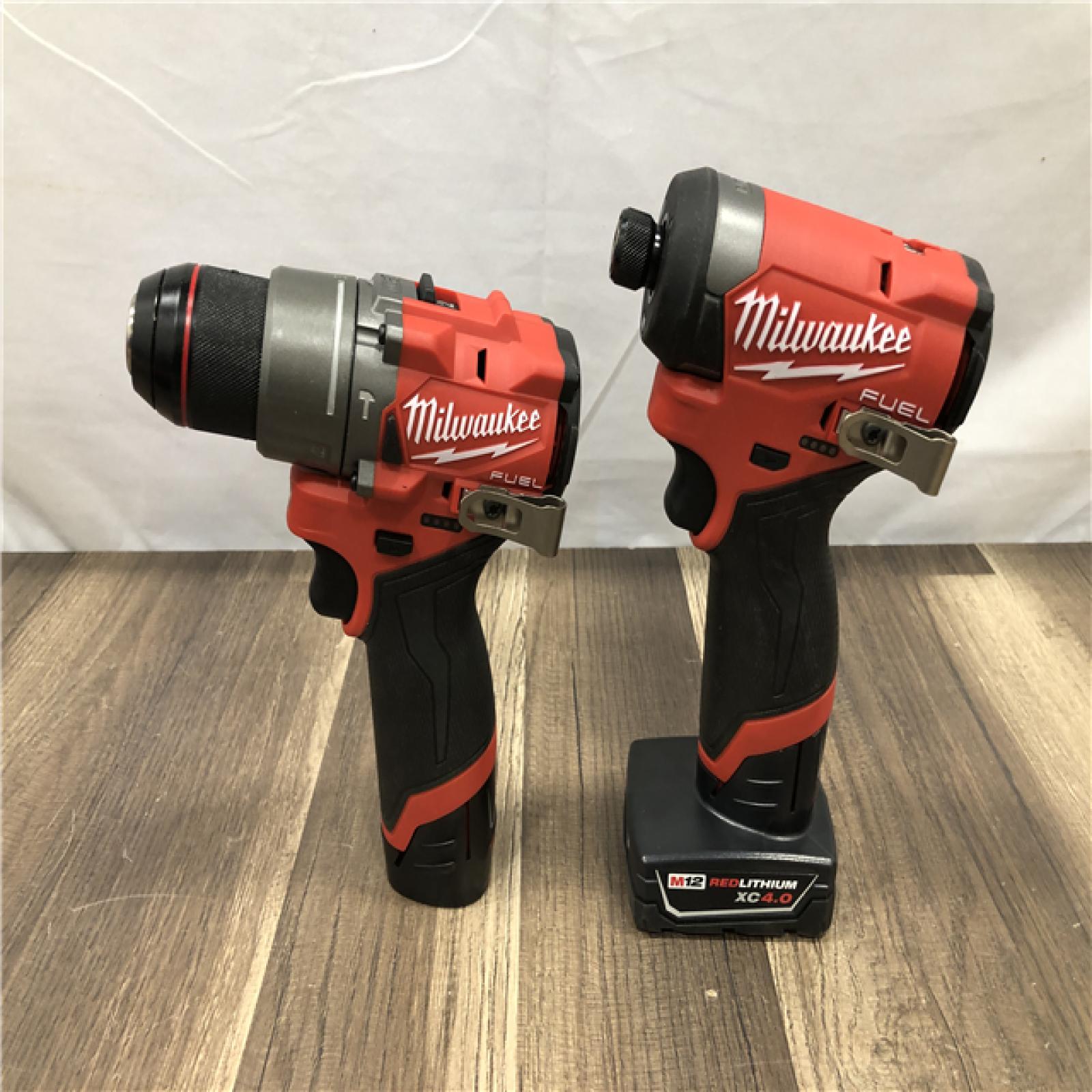 AS-IS Milwaukee FUEL 12-Volt Lithium-Ion Brushless Cordless Hammer Drill and Impact Driver Combo Kit