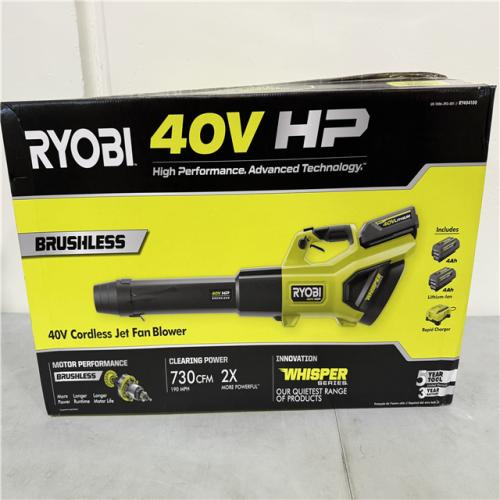 CALIFORNIA NEW RYOBI 40V CORDLESS JET FAN BLOWER, INCLUDES 2 BATTERIES & CHARGER