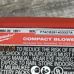 AS-IS Milwaukee 18-Volt Lithium-Ion Cordless Compact Blower (Tool-Only)