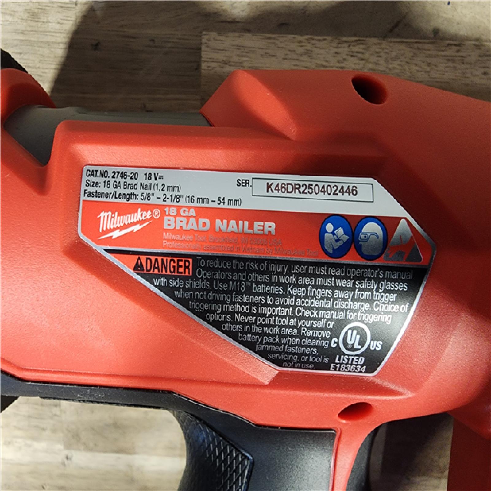 HOUSTON LOCATION - AS-IS (APPEARS LIKE NEW) Milwaukee M18 Fuel 18V Brushless 18-Gauge Brad Nailer 2746-20 (Bare Tool)