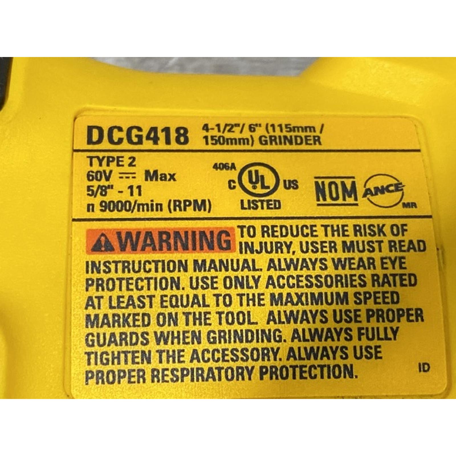 AS-IS DEWALT FLEXVOLT 60V MAX Cordless Brushless 4.5 in. to 6 in. Small Angle Grinder with Kickback Brake (Tool Only)