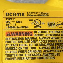 AS-IS DEWALT FLEXVOLT 60V MAX Cordless Brushless 4.5 in. to 6 in. Small Angle Grinder with Kickback Brake (Tool Only)