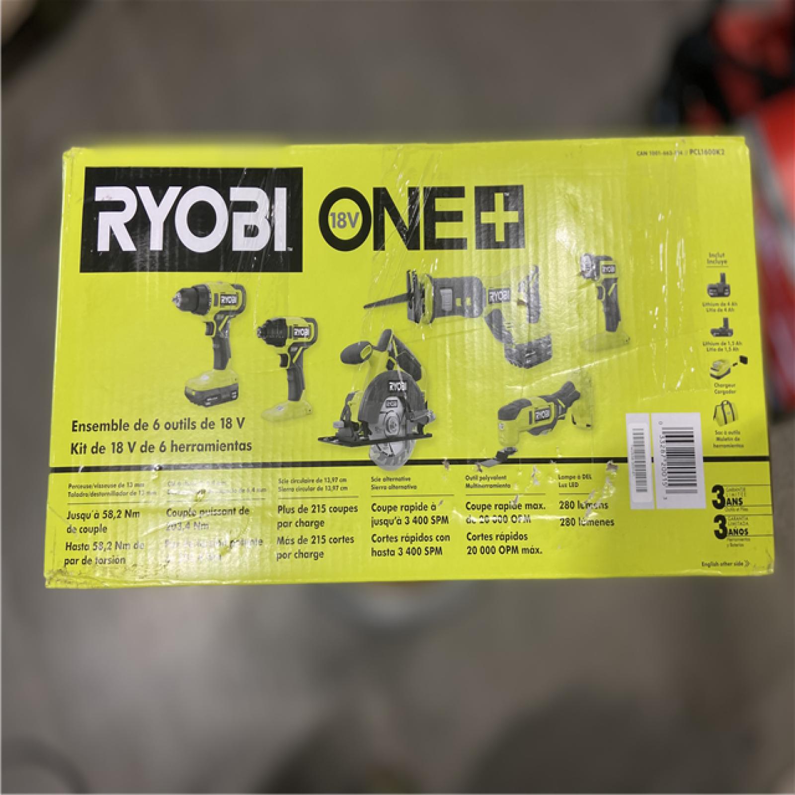 NEW! - RYOBI ONE+ 18V Cordless 6-Tool Combo Kit