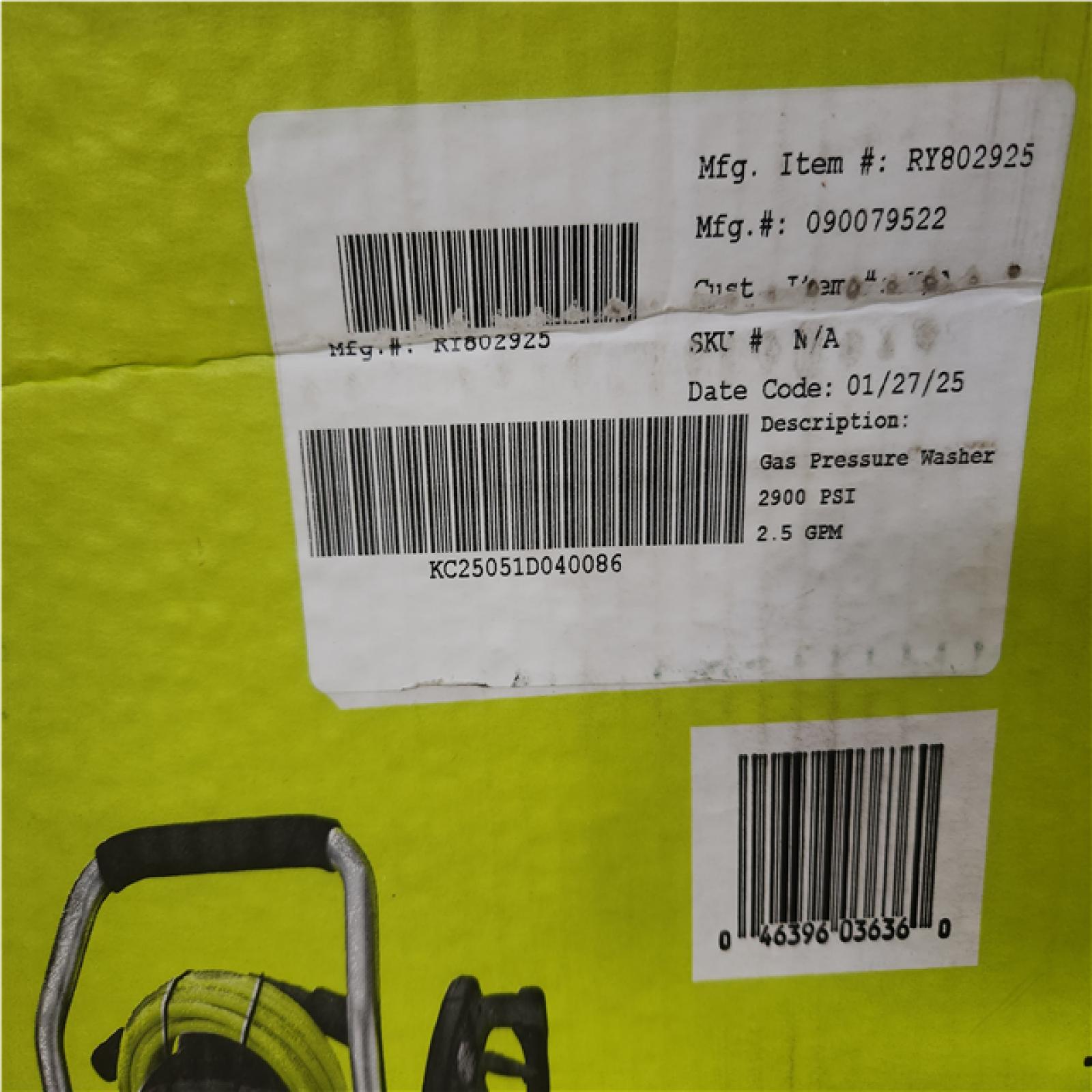 Phoenix NEW RYOBI 2900 PSI 2.5 GPM Cold Water Gas Pressure Washer with 212cc Engine