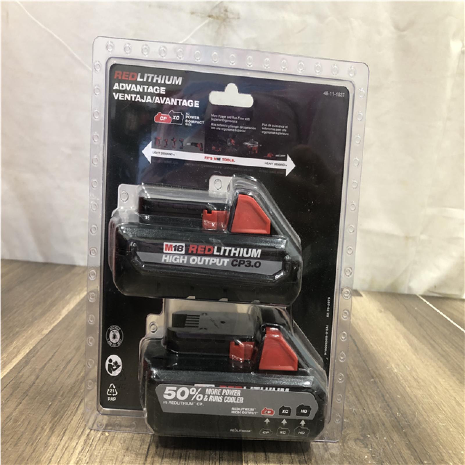 NEW- Milwaukee 18V Lithium-Ion HIGH OUTPUT CP 3.0Ah Battery Pack (2-Pack)
