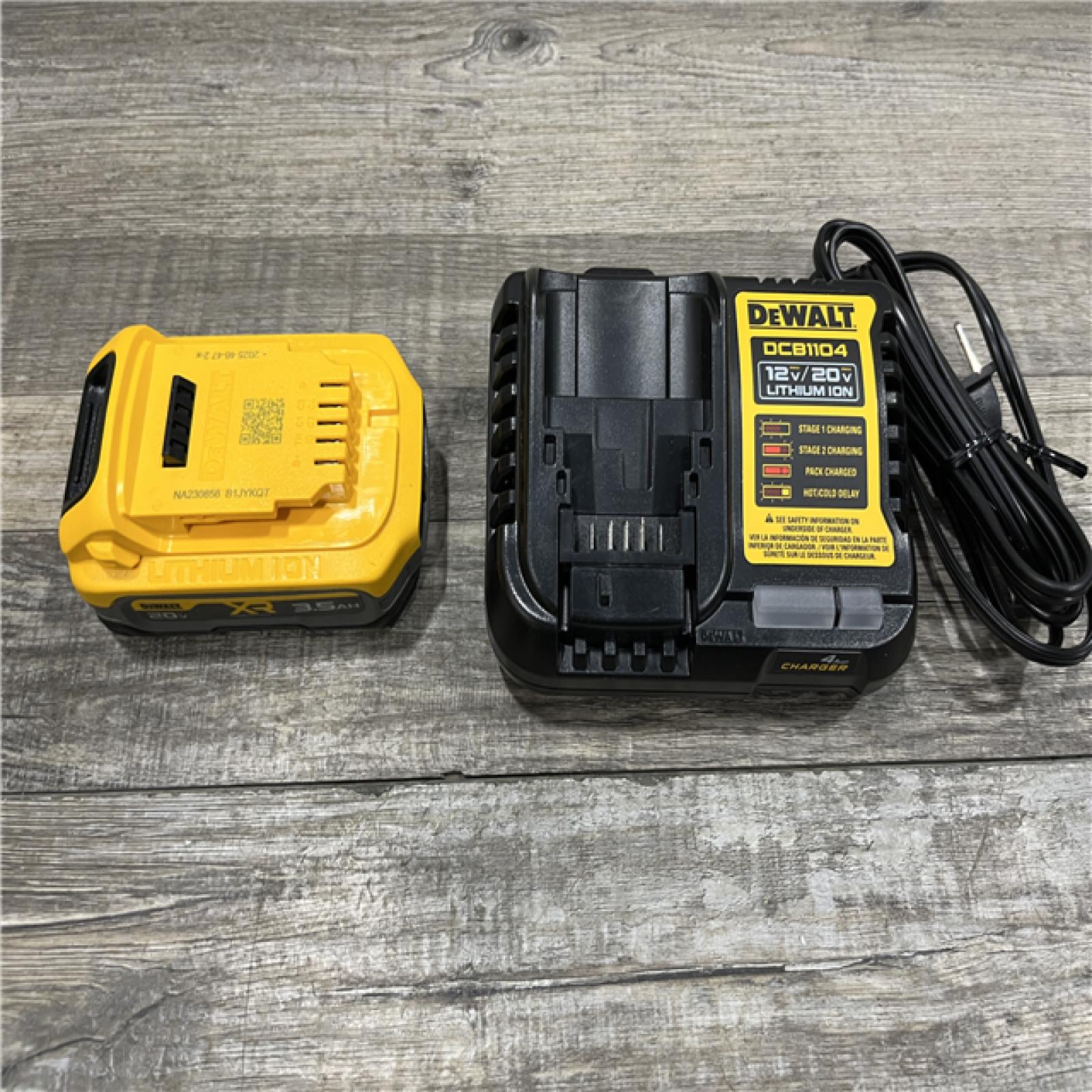 AS-IS DEWALT 20V MAX XR POWERSTACK Lithium-Ion Battery Starter Kit with 3.5Ah Battery and Charger