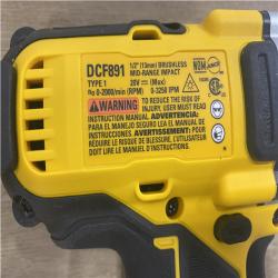 as-is DEWALT 20V MAX XR Lithium-Ion Cordless Brushless 1/2 in. Impact Wrench Kit