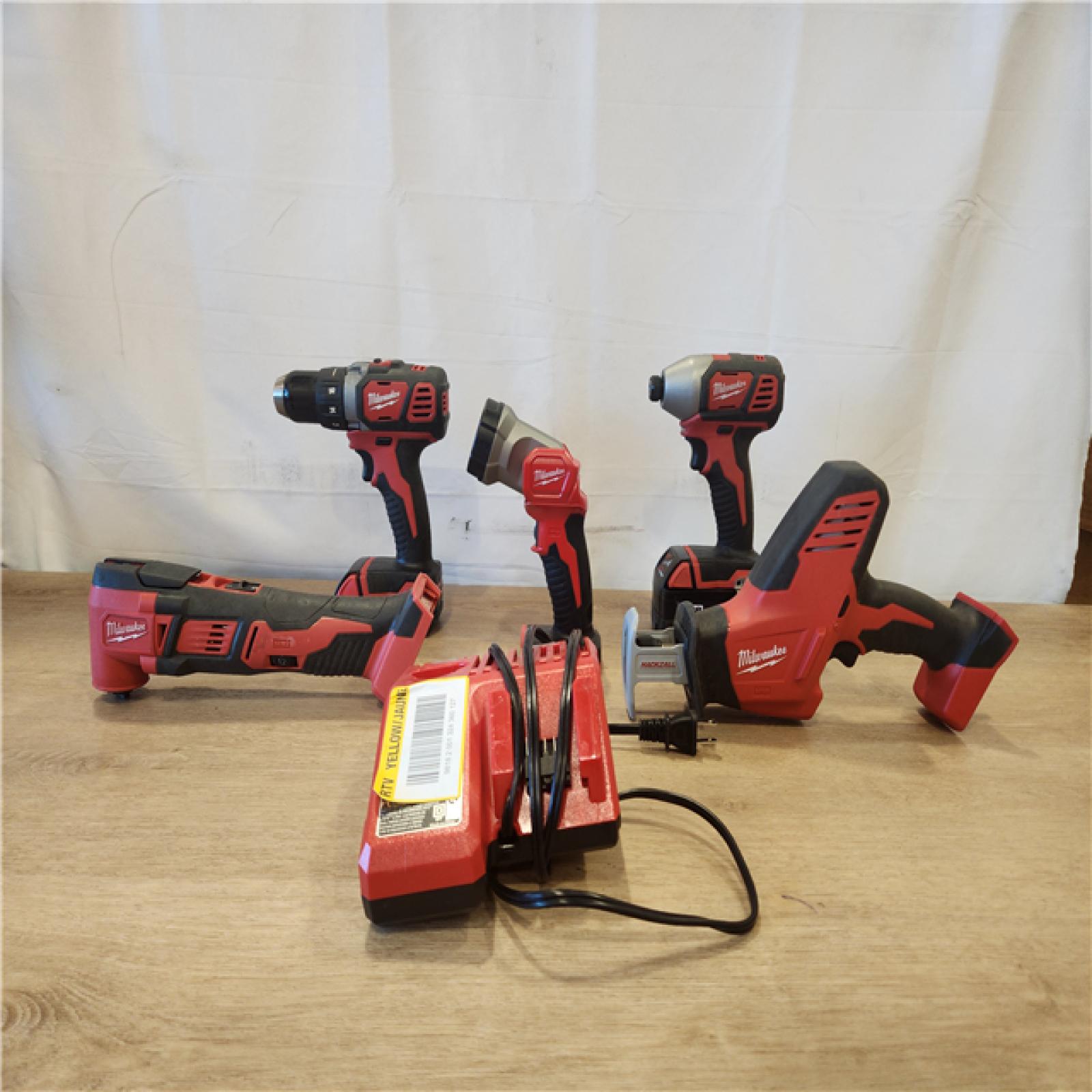 AS-IS- M18 18V Lithium-Ion Cordless Combo Kit (5-Tool) with (2) Batteries  Charger and Tool Bag