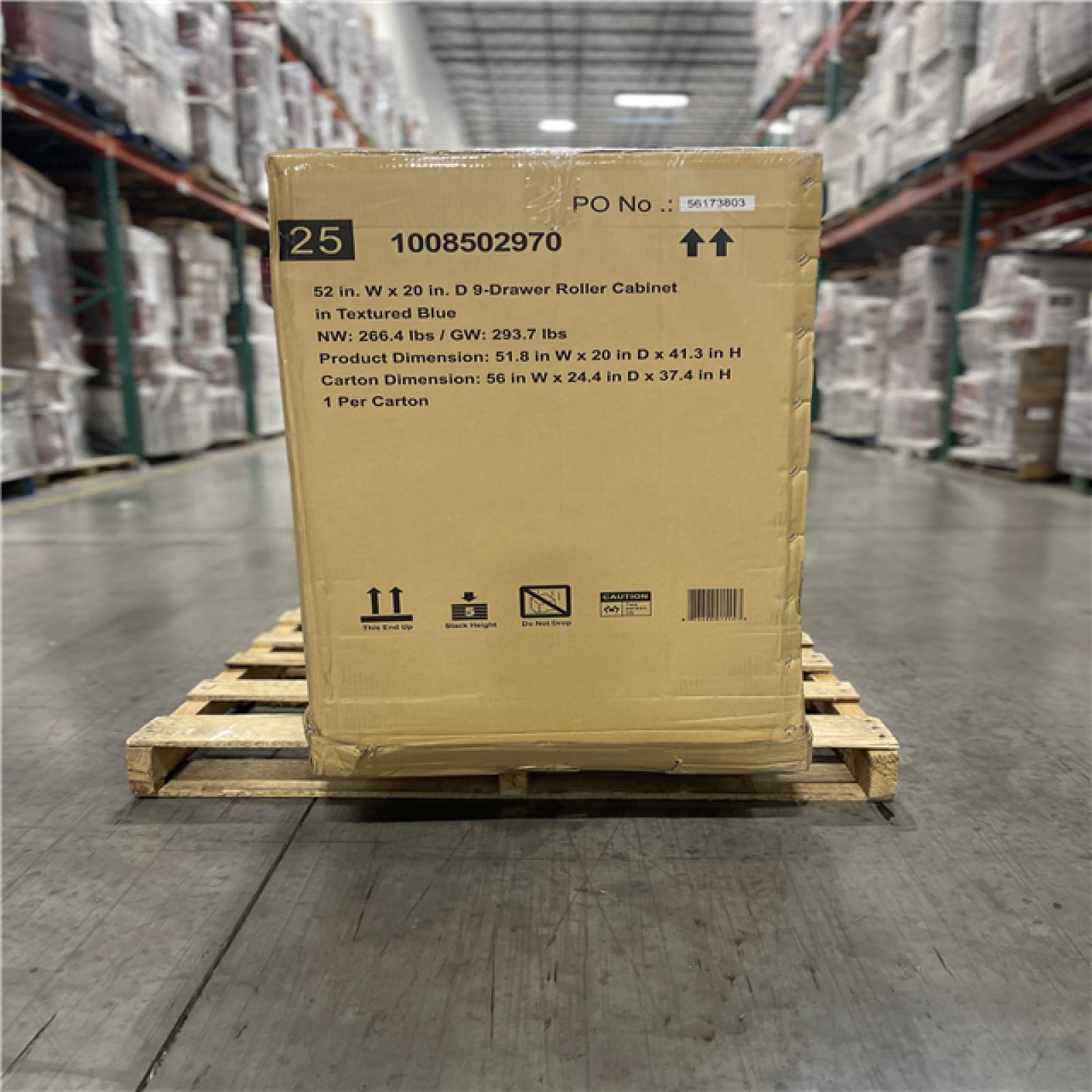 DALLAS LOCATION - Husky Heavy-Duty 52 in. W x 20 in. D 9-Drawer Matte Blue Rolling Tool Cabinet