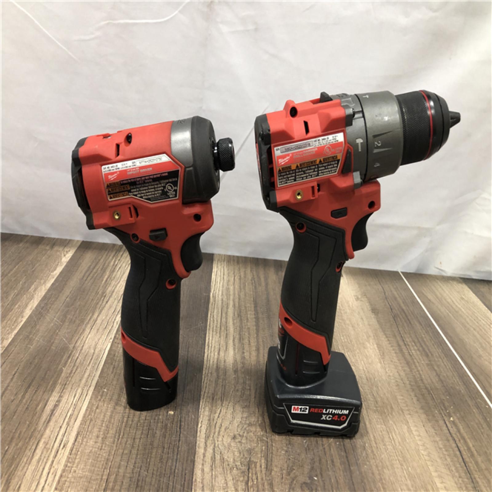 AS-IS Milwaukee FUEL 12-Volt Lithium-Ion Brushless Cordless Hammer Drill and Impact Driver Combo Kit