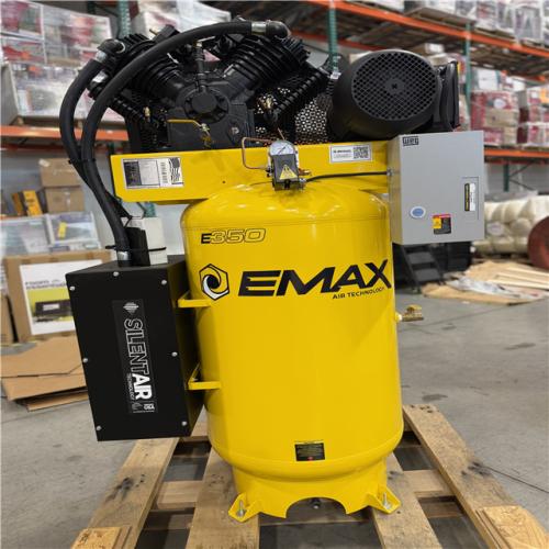 DALLAS LOCATION- EMAX Silent Air™ 10HP 80-Gal Industrial Air Compressor  38 CFM @ 100 PSI  4-Cylinder Two-Stage