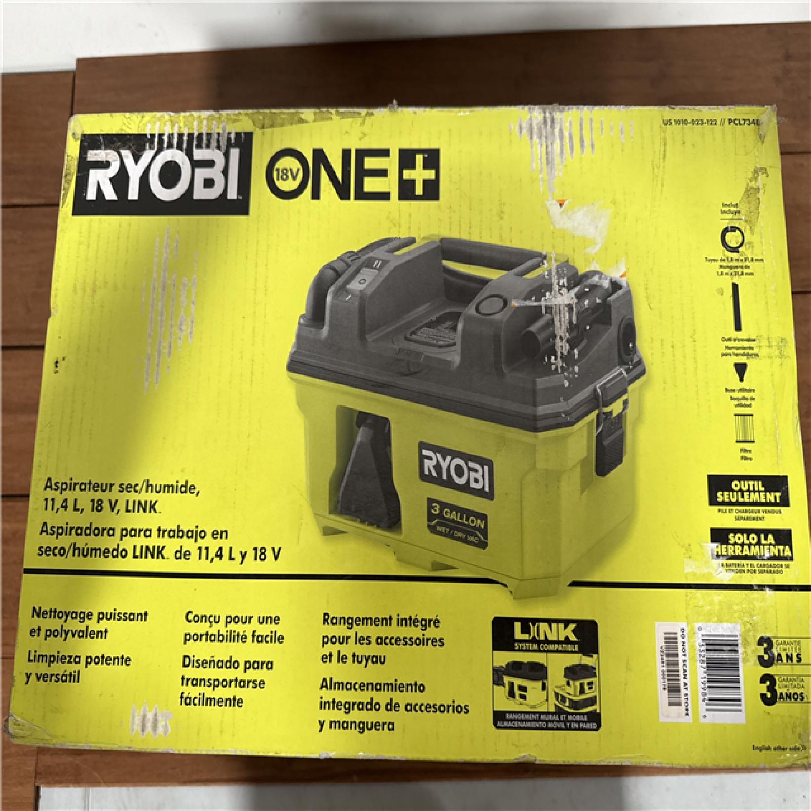 California NEW/Sealed Ryobi One+ 18V Link 3 Gallon Wet/Dry Vacuum (Tool Only)