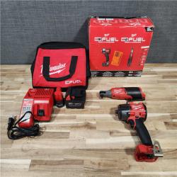 HOUSTON LOCATION - AS-IS (APPEARS LIKE NEW) Milwaukee FUEL 18V Cordless Mid Torque 1/2 in. Impact Wrench w/ M12 FUEL 3/8 in. Ratchet & Battery/Charger Combo Kit