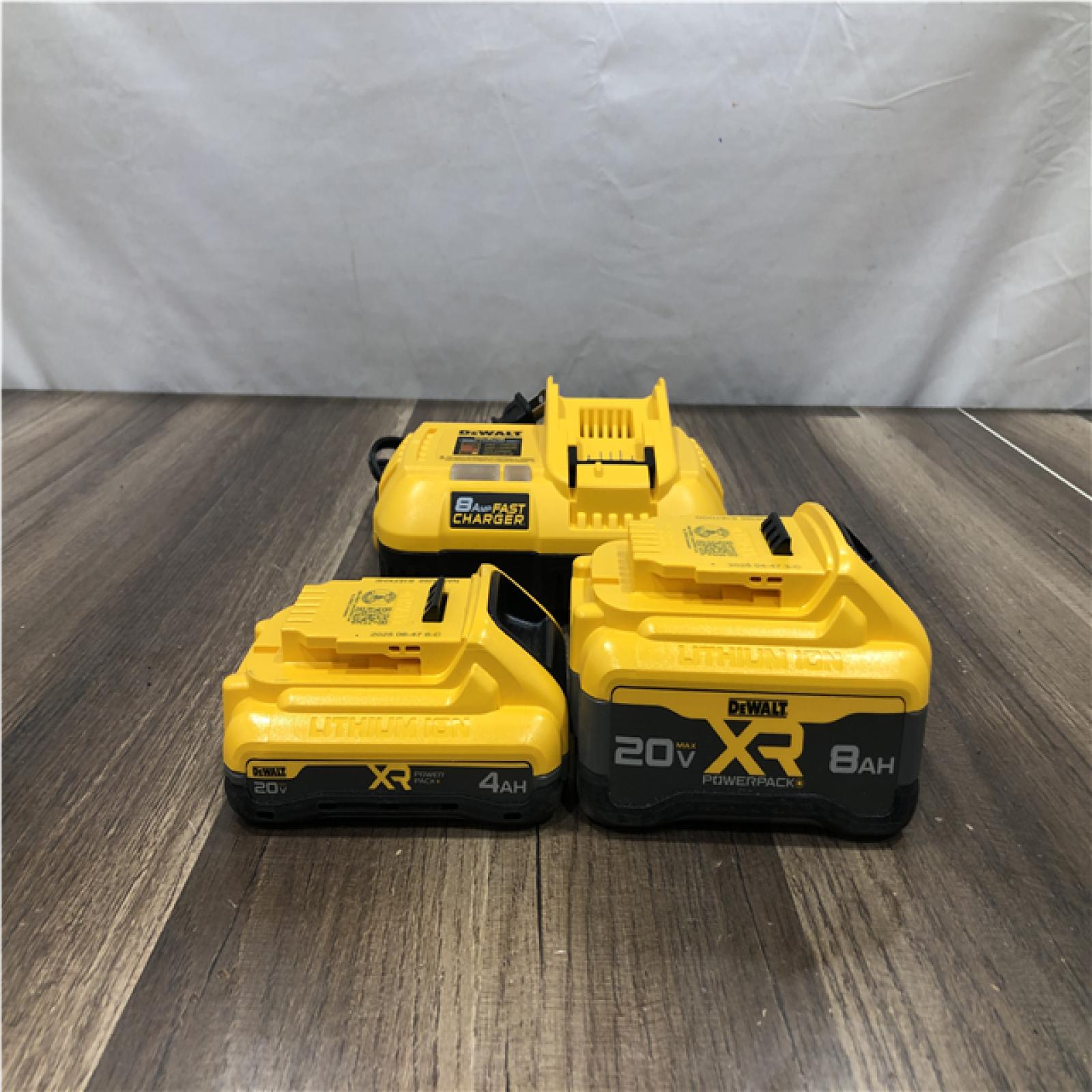 AS-IS DEWALT 20V XR Lithium-Ion Starter Pack with 8.0 Ah and 4.0 Ah Battery Packs and Charger