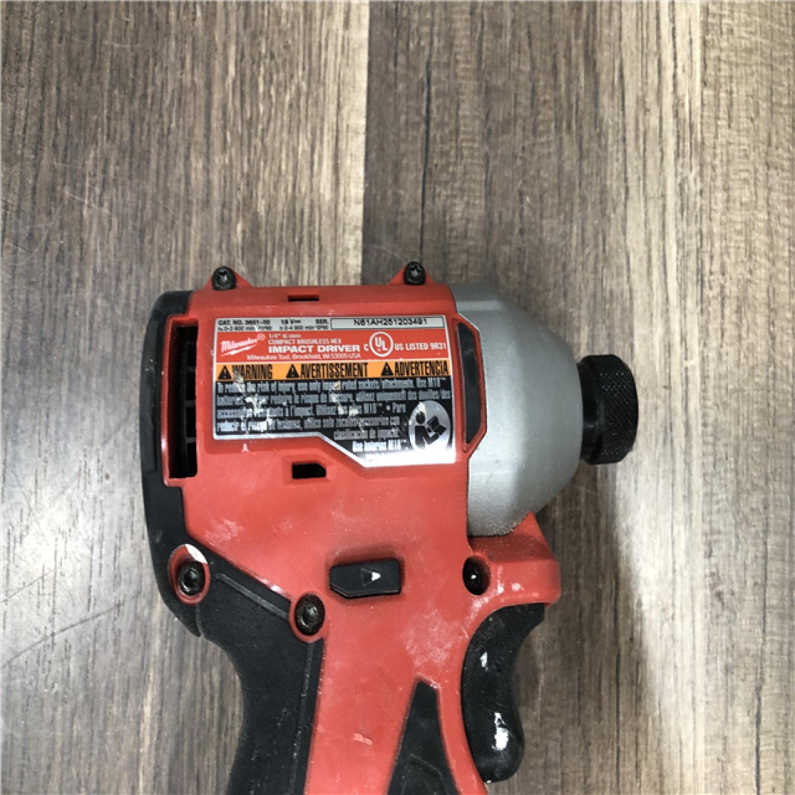 AS-IS Milwaukee 18V Lithium-Ion Compact Brushless Cordless 1/4 in. Impact Driver (Tool-Only)