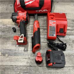 AS-IS Milwaukee FUEL 18V Cordless Mid Torque 1/2 in. Impact Wrench w/ 12 FUEL 3/8 in. Ratchet Combo Kit