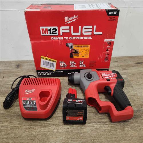 Phoenix Location Appears NEW Milwaukee M12 FUEL 12V Lithium-Ion Brushless Cordless 5/8 in. SDS-Plus Rotary Hammer Kit with One 4.0Ah Battery and Bag