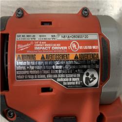 AS-IS Milwaukee 18V Lithium-Ion Compact Brushless Cordless 1/4 in. Impact Driver (Tool-Only)