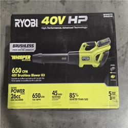 NEW!- RYOBI 40V HP Whisper Series 160 MPH 650 CFM Cordless Battery Leaf Blower Kit