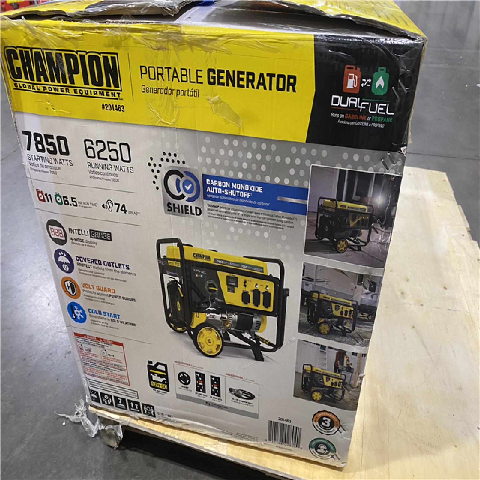 Dallas Location - As-Is Champion 201463 - 6250/7850W Dual Fuel Generator