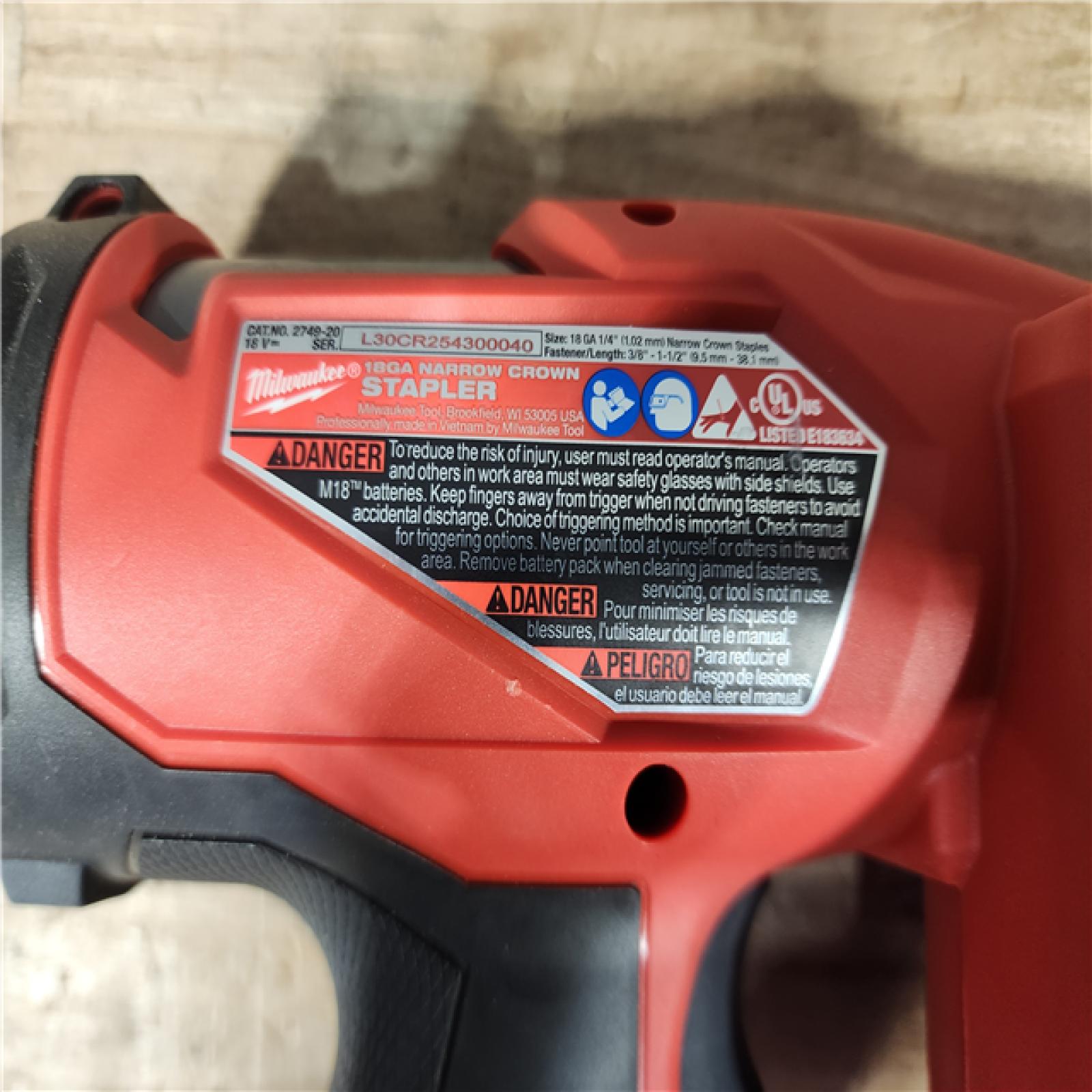 HOUSTON LOCATION - AS - IS Milwaukee FUEL 18-Volt Lithium-Ion Brushless Cordless 18-Gauge 1/4 in. Narrow Crown Stapler (Tool-Only)