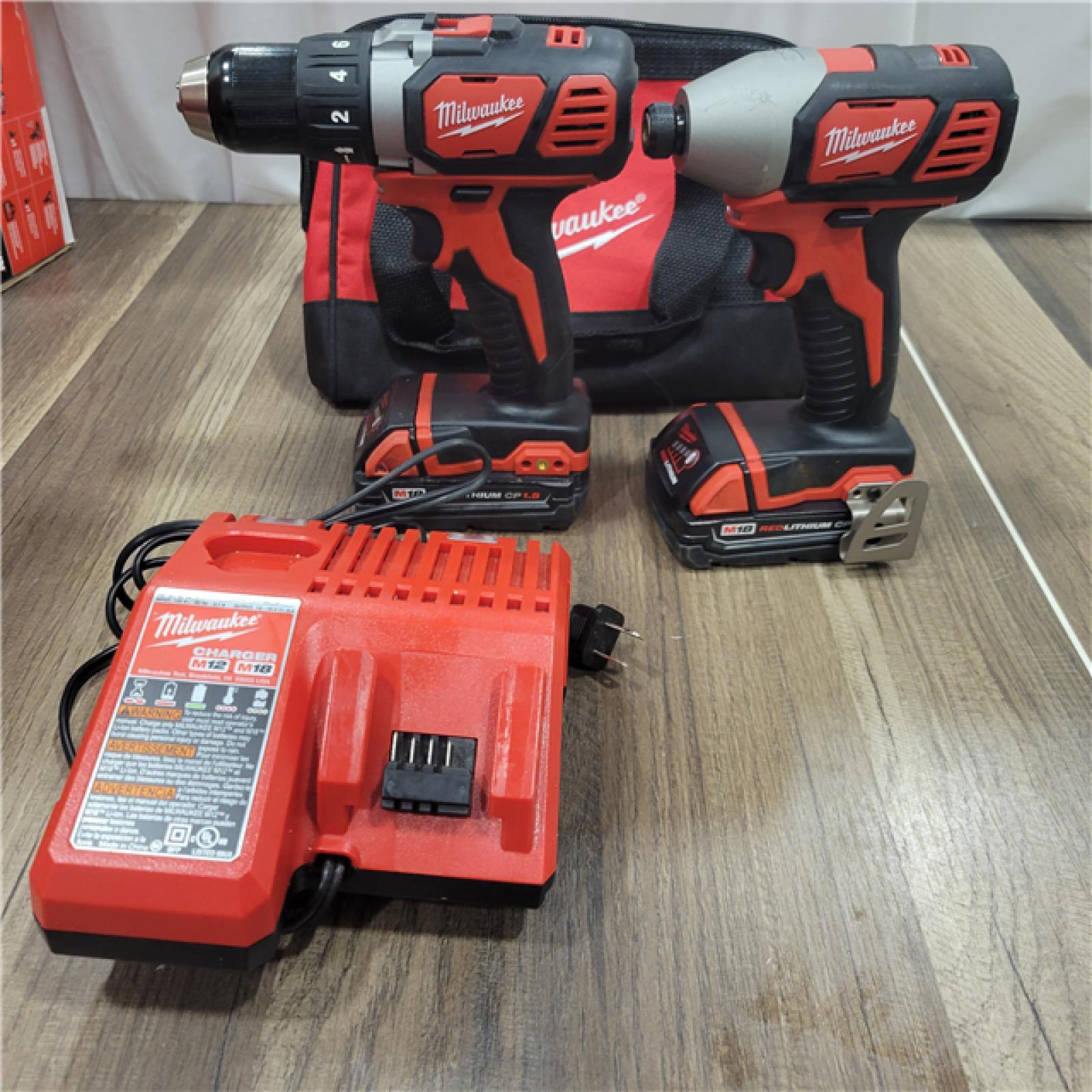 AS-IS MILWAUKEE M12 12V Lithium-Ion Cordless Combo Kit (5-Tool) with Two 1.5Ah Batteries, Charger & Tool Bag