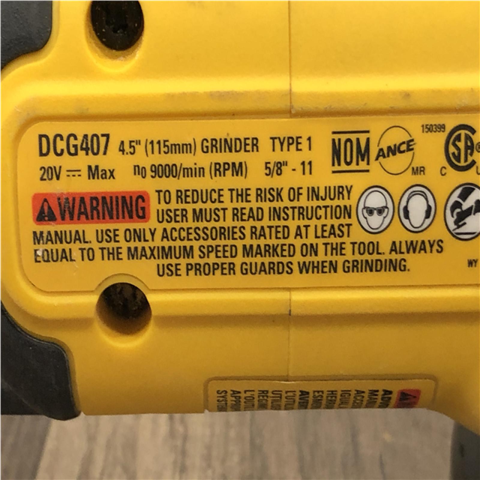 AS-IS DEWALT 20-Volt MAX Cordless Brushless 4-1/2 in. Angle Grinder with Slide Switch (Tool Only)