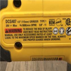 AS-IS DEWALT 20-Volt MAX Cordless Brushless 4-1/2 in. Angle Grinder with Slide Switch (Tool Only)