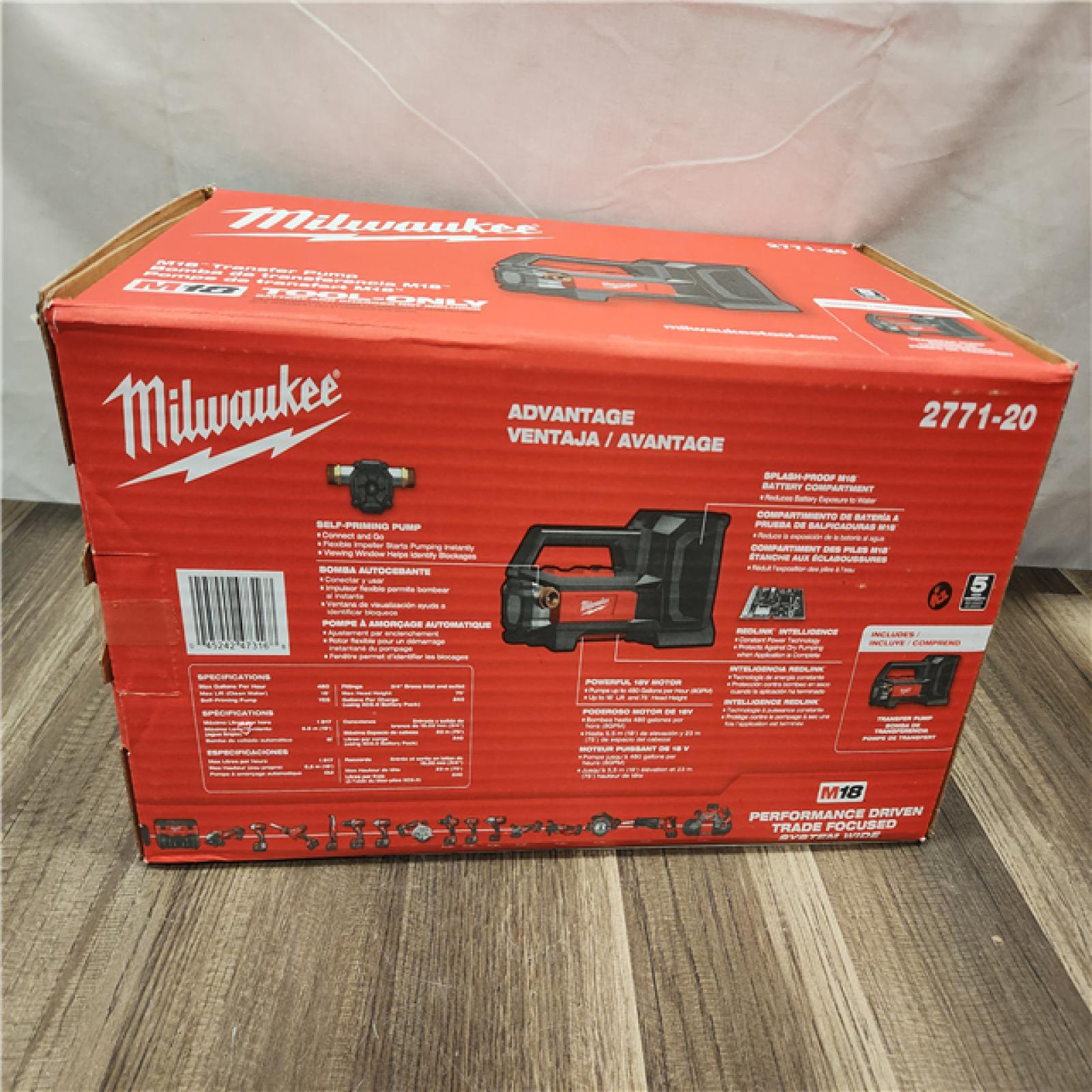 NEW- Milwaukee 18V 1/4 HP Lithium-Ion Cordless Transfer Pump (Tool Only)