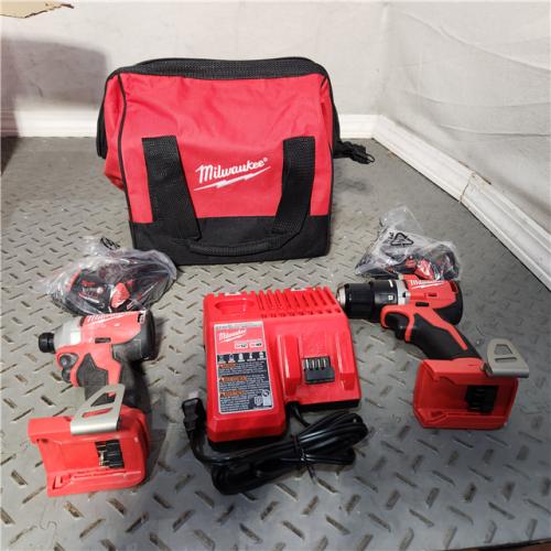HOUSTON Location-AS-IS-Milwaukee 3692-22CT 18V M18 Lithium-Ion Compact Brushless Cordless 2-Tool Combo Kit with 1/2 Drill/Driver and 1/4 Hex Impact Driver 2.0 Ah APPEARS IN GOOD Condition