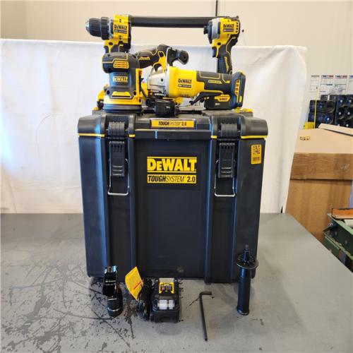 AS-IS- DEWALT 20V Lithium-Ion Cordless 5-Tool Combo Kit with 5.0 Ah and 2.0 Ah Batteries  Charger and Tough System 2.0 Rolling Toolbox
