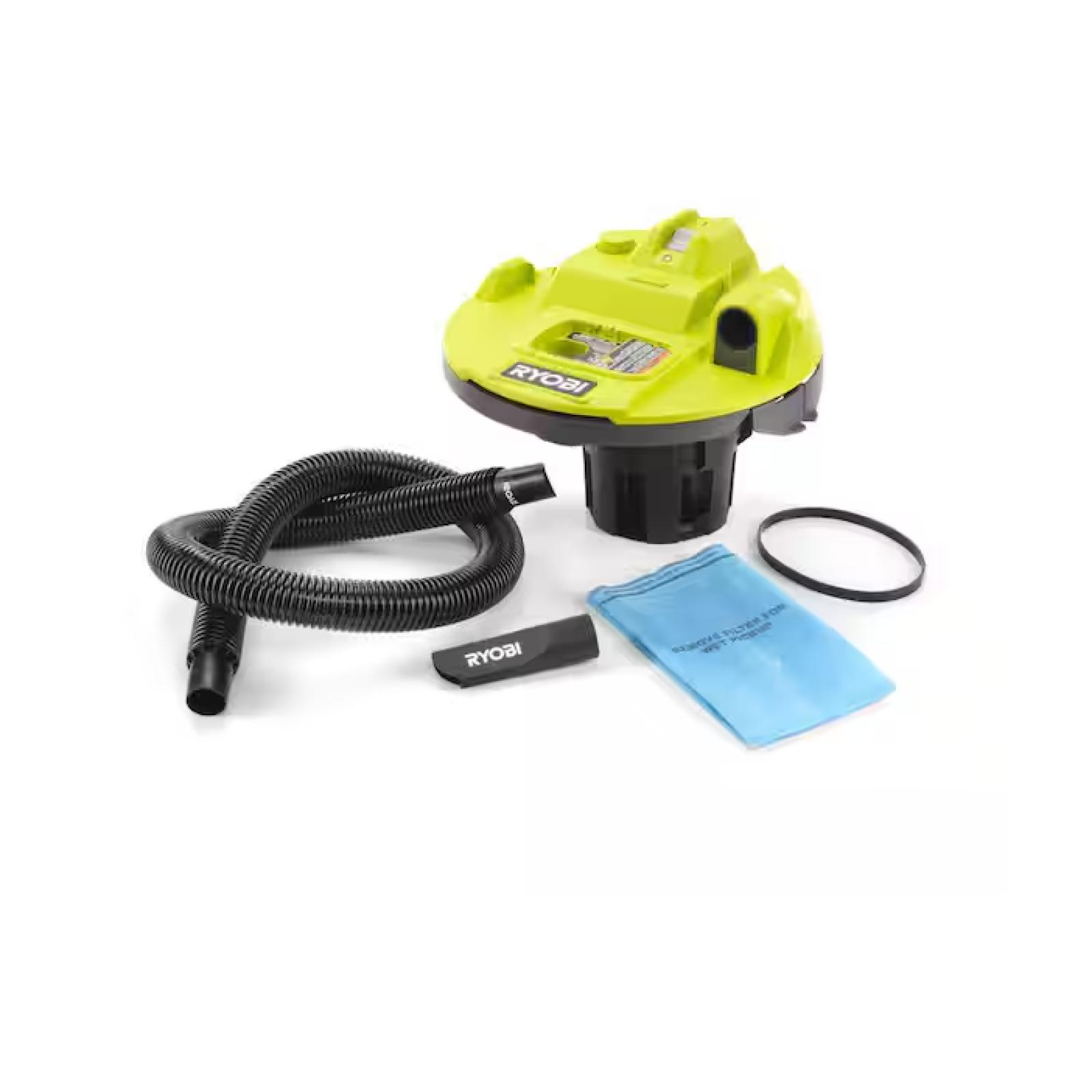 DALLAS LOCATION - RYOBI ONE+ 18V Cordless 5 Gal. Bucket Top Wet/Dry Vacuum (Tool Only) with 1/4 in. Hose and Crevice Tool (19 UNITS)