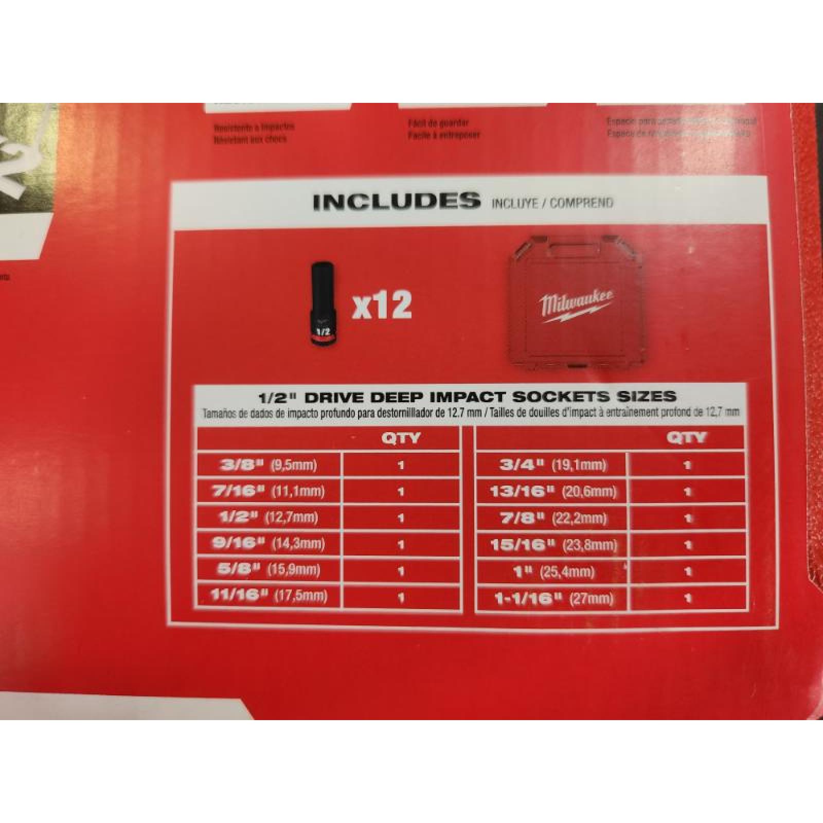 Phoenix NEW Milwaukee SHOCKWAVE 1/2 in. Drive SAE Deep Well Impact Socket Set (12-Piece)