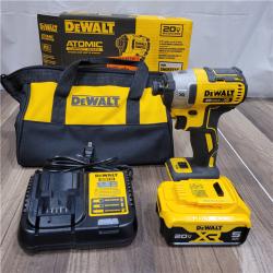 AS-IS DEWALT ATOMIC 20V MAX Lithium-Ion Cordless 1/4 in. Brushless Impact Driver Kit, 5 Ah Battery, Charger, and Bag